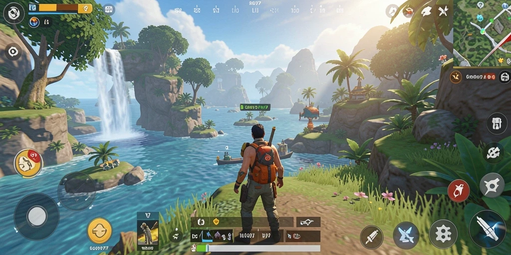 Screenshot gameplay GOTO77 menampilkan keindahan dunia terbuka.