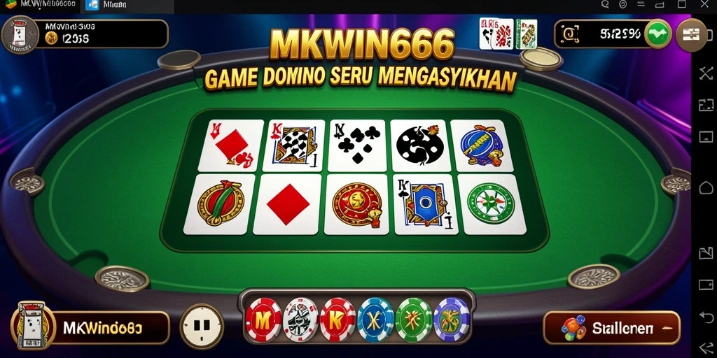 Tampilan gameplay seru dari MKWIN666 yang menghadirkan Domino klasik.