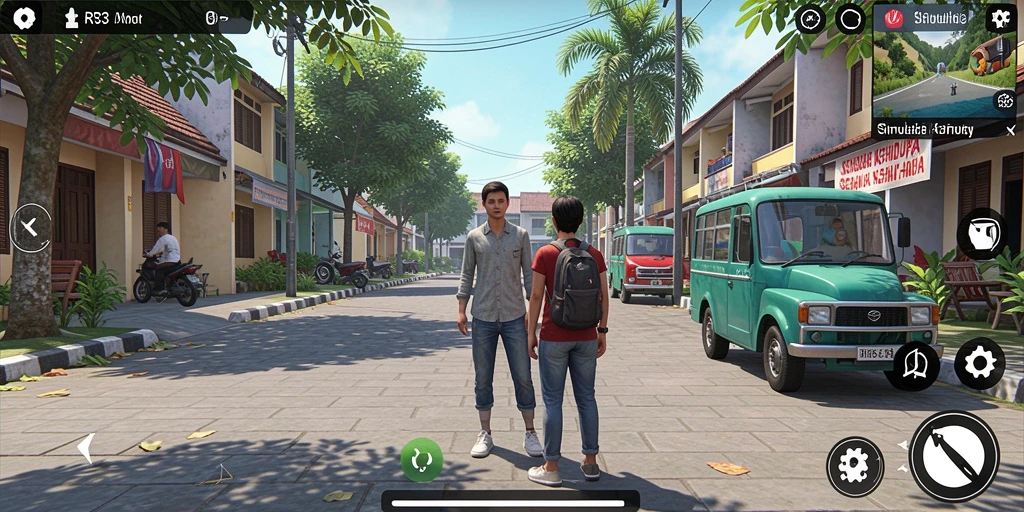 Screenshot gameplay <strong>RR33</strong> menunjukkan karakter yang sedang berinteraksi di dunia simulasi.