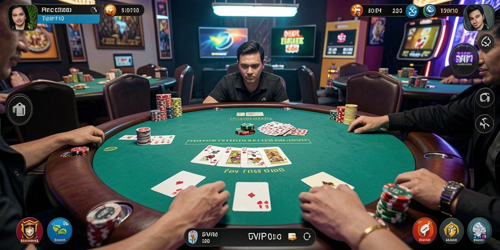 Tampilan gameplay Poker di SVIP10 yang menarik dan interaktif.